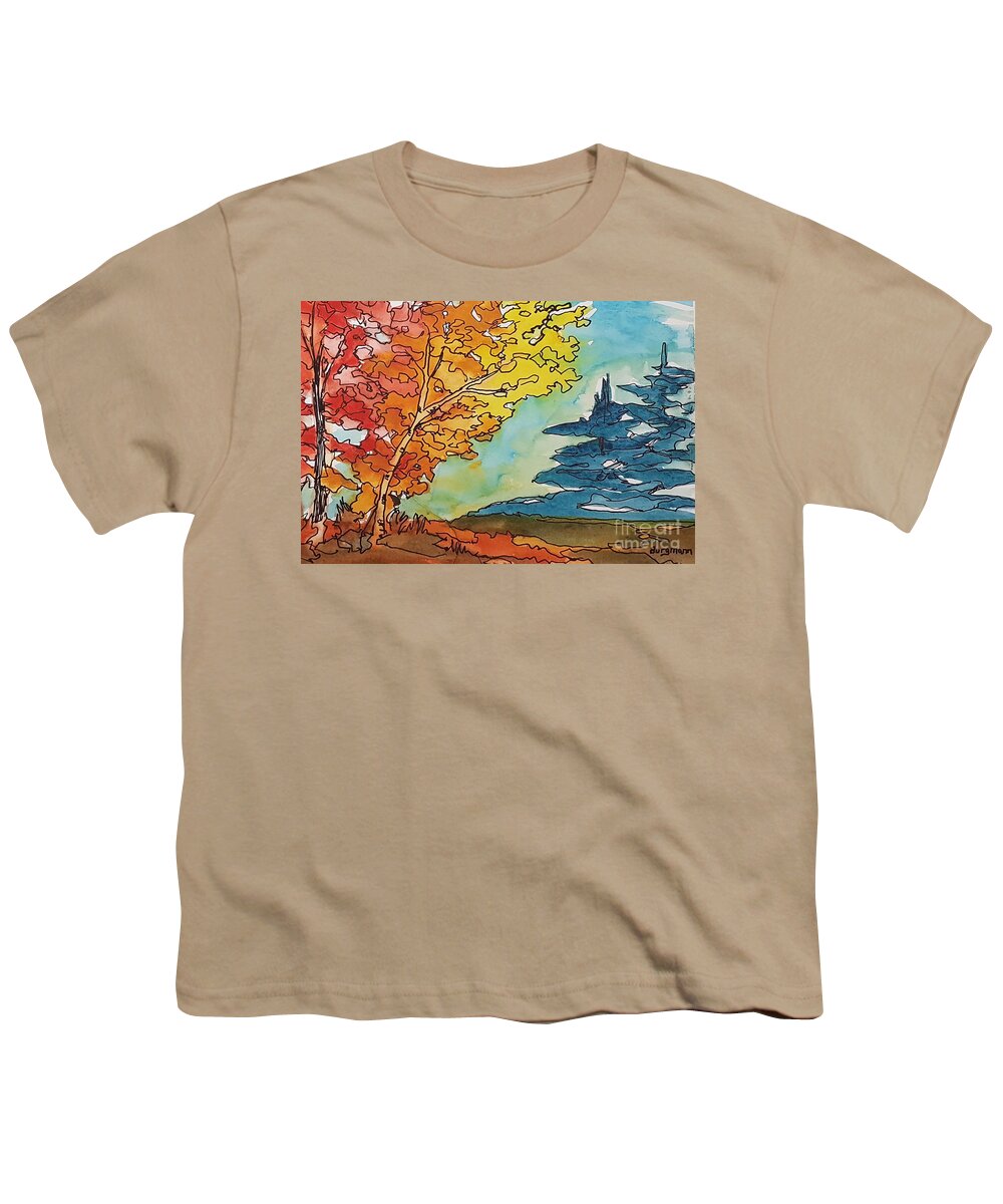 Fall Youth T-Shirt featuring the painting Fall Colors by Petra Burgmann