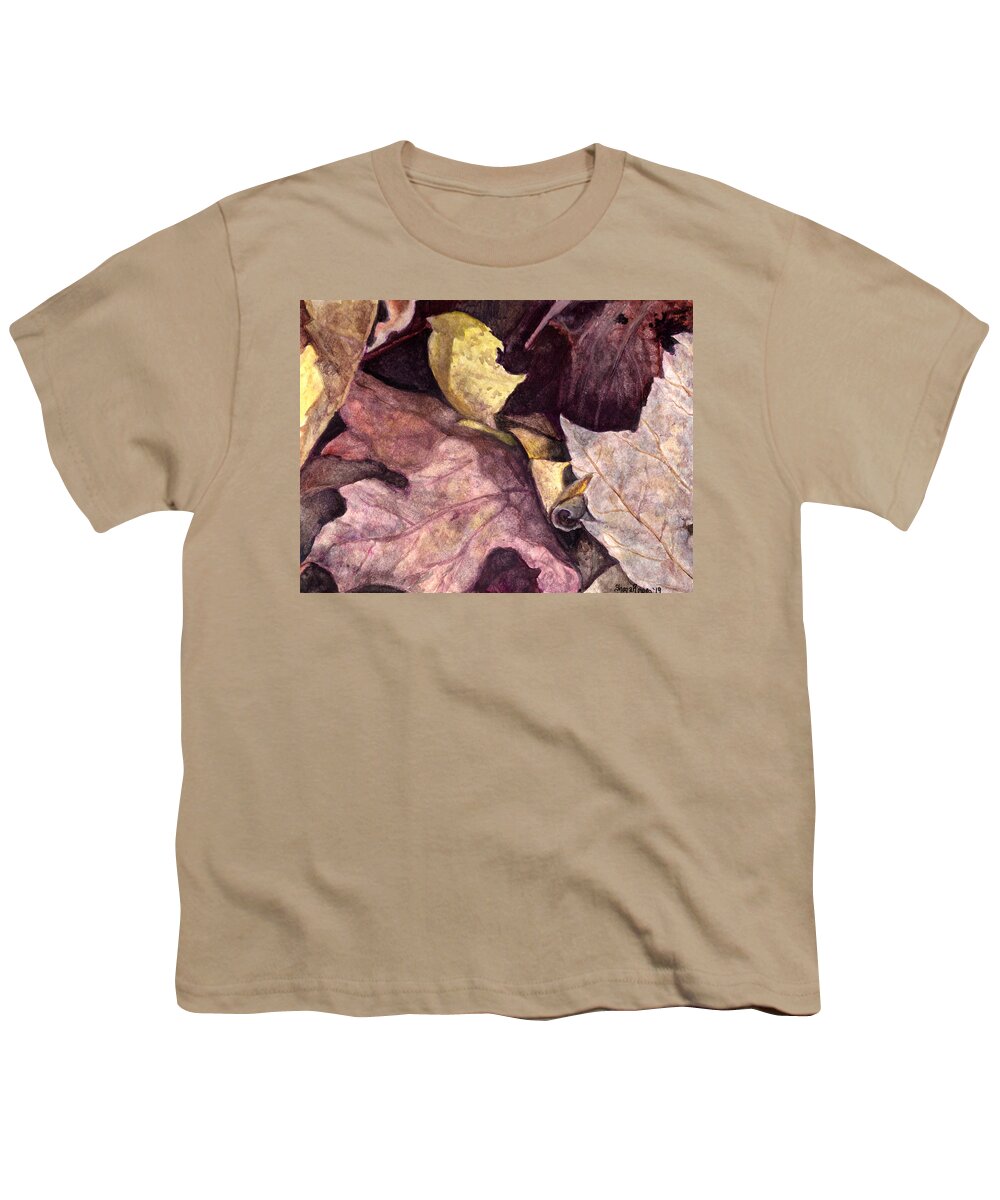 Fallen Youth T-Shirt featuring the painting Fallen Leaves by Shana Rowe Jackson