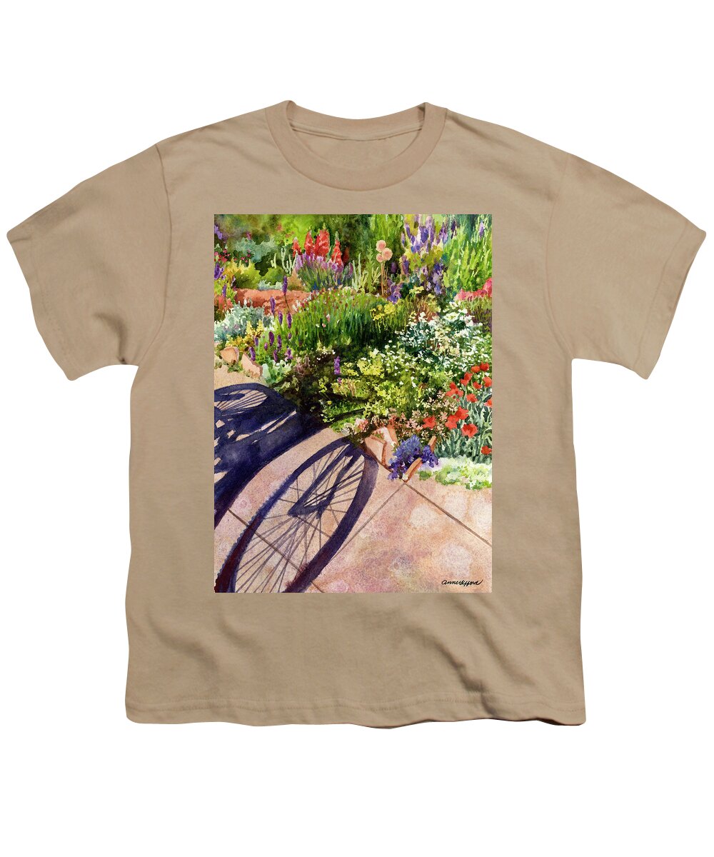 Garden Painting Youth T-Shirt featuring the painting Garden Shadows II by Anne Gifford