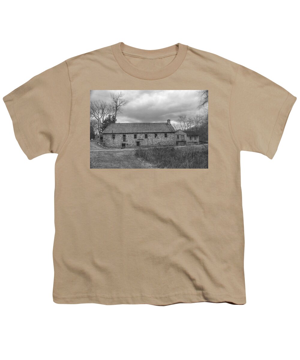 Waterloo Village Youth T-Shirt featuring the photograph Grey Skies Over Fieldstone - Waterloo Village by Christopher Lotito