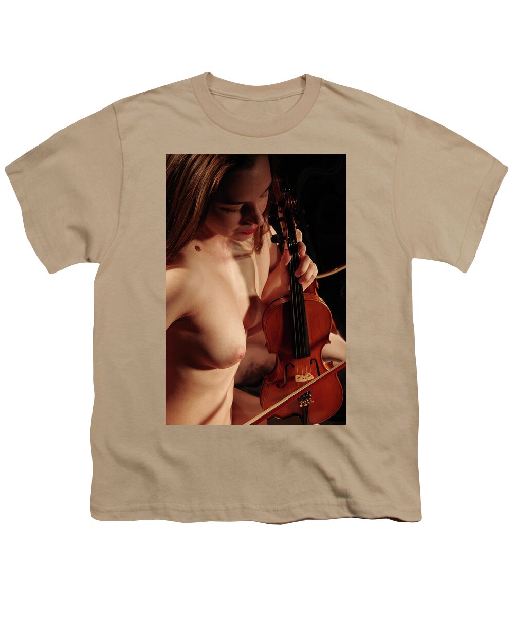 Nude Music Violin Youth T-Shirt featuring the photograph Kazt0944 by Henry Butz