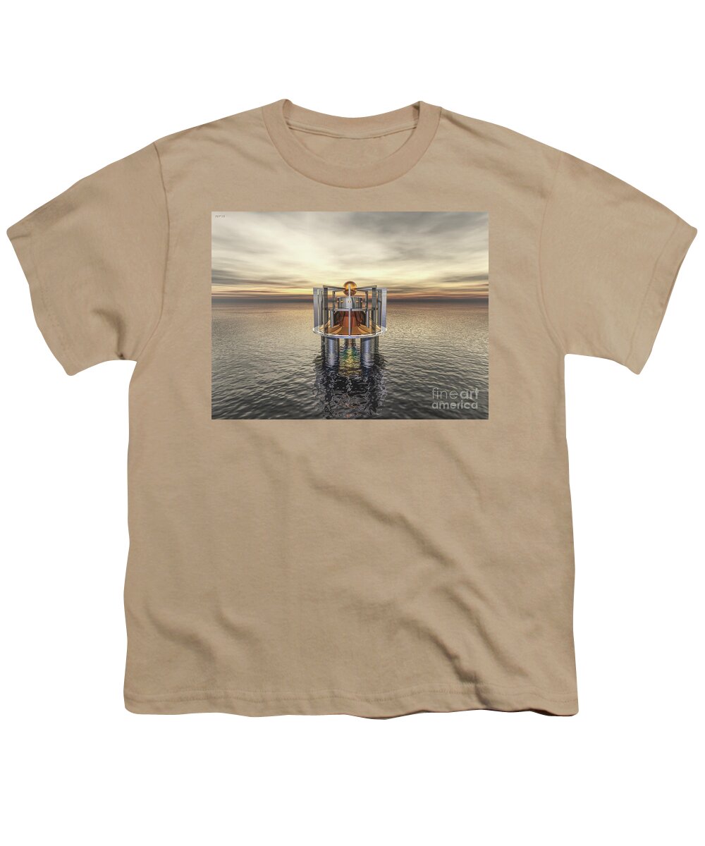 Structure Youth T-Shirt featuring the digital art Mysterious Structure At Sea by Phil Perkins