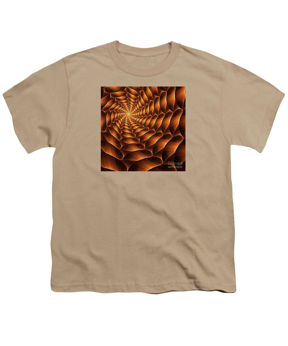 Fractal Spiral Youth T-Shirt featuring the digital art Oragami Vortex K12-1 by Doug Morgan