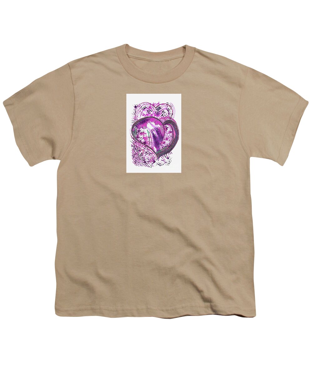 Pink Heart Youth T-Shirt featuring the digital art Pink Heart by Corinne Carroll