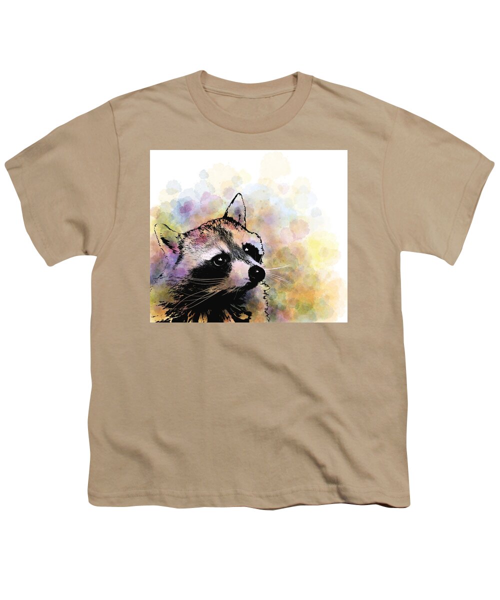 Raccoon Youth T-Shirt featuring the digital art Raccoon 23 by Lucie Dumas