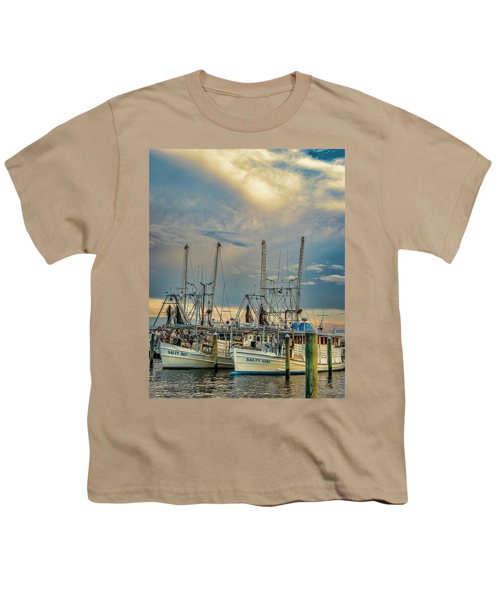 Shrimp Boats Youth T-Shirt featuring the photograph Salty Boy Salty Girl by JASawyer Imaging