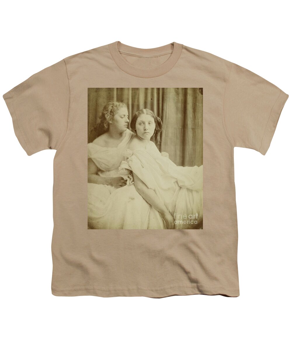 Female Youth T-Shirt featuring the painting Teachings From The Elgin Marbles, 1867 by Julia Margaret Cameron