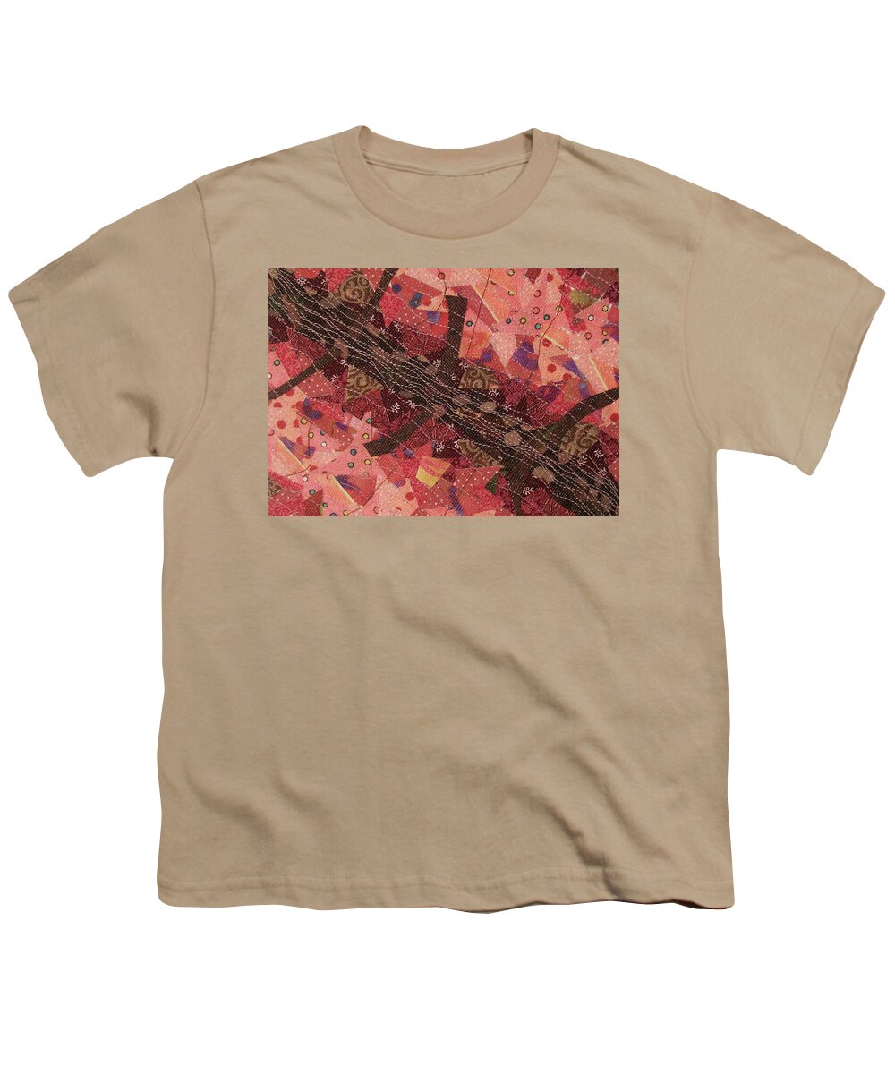 Fiber Art Youth T-Shirt featuring the tapestry - textile Tickled Pink by Pam Geisel