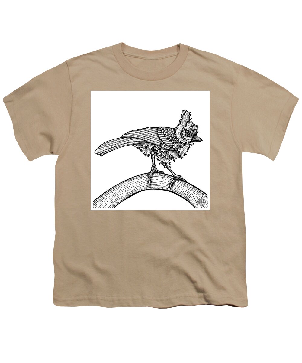 Animal Portrait Youth T-Shirt featuring the drawing Tufted Titmouse by Amy E Fraser