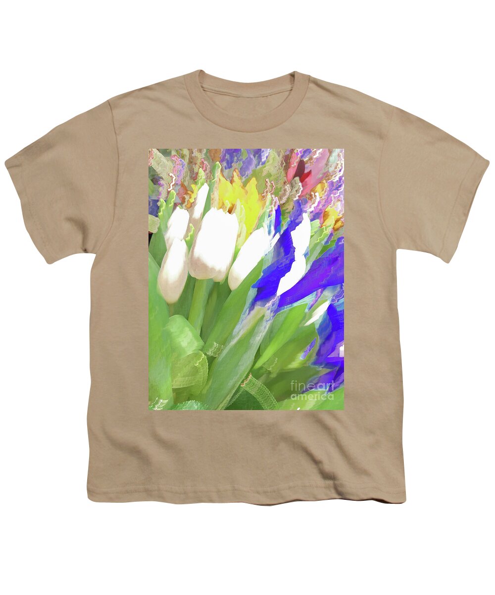 Abstract Youth T-Shirt featuring the photograph White tulips pastel by Phillip Rubino