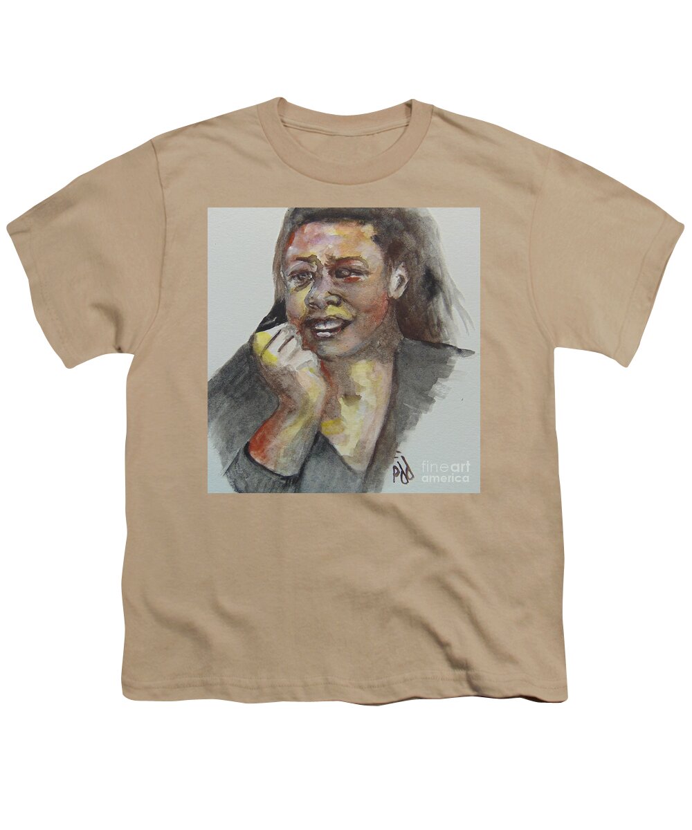 Maya Angelou Youth T-Shirt featuring the painting Young Maya by Saundra Johnson