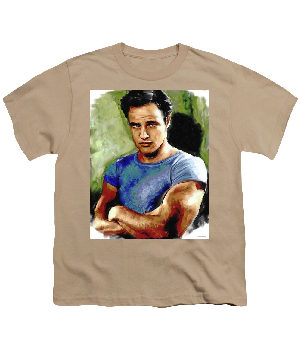 Marlon Brando Youth T-Shirt featuring the painting Marlon Brando #2 by Movie World Posters