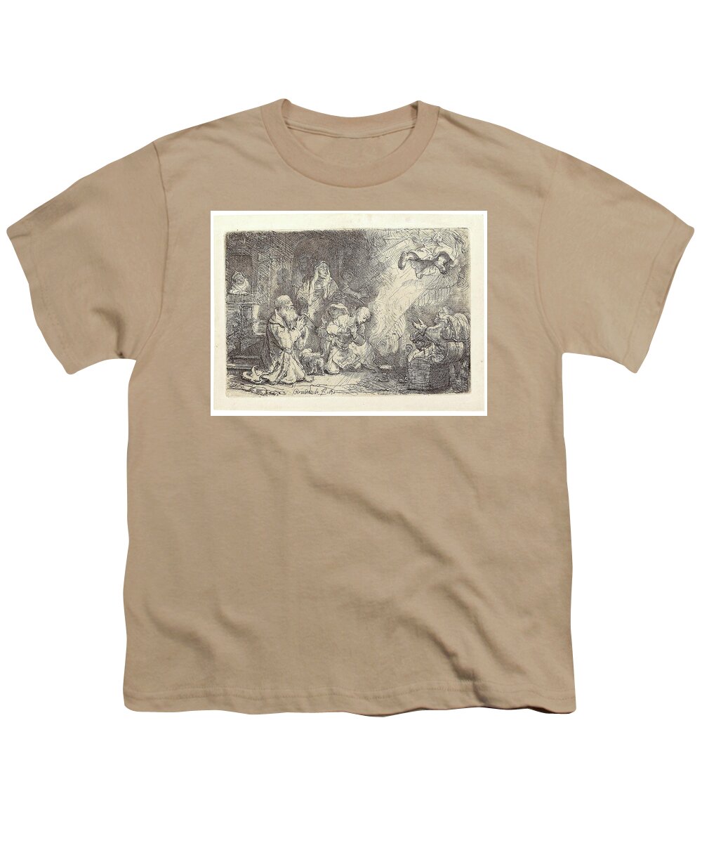 Vintage Youth T-Shirt featuring the painting Rembrandt Harmensz van Rijn #10 by MotionAge Designs