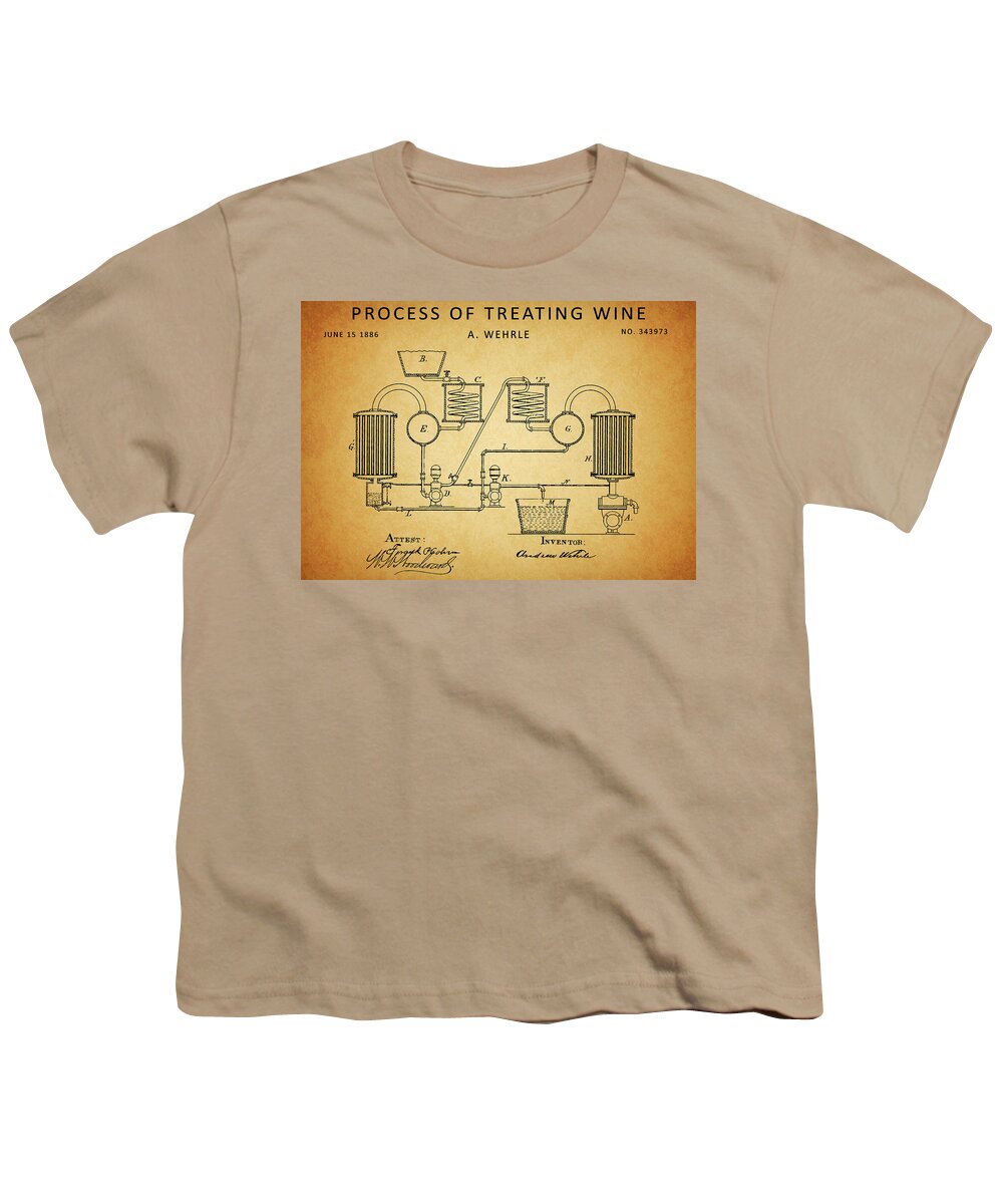 1886 Wine Treatment Patent Youth T-Shirt featuring the drawing 1886 Wine Treatment Patent by Dan Sproul