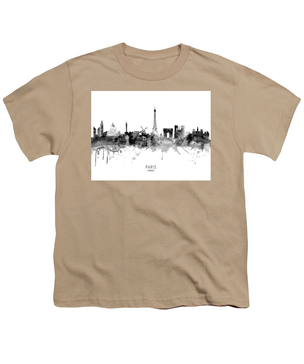 Paris Youth T-Shirt featuring the digital art Paris France Skyline #28 by Michael Tompsett