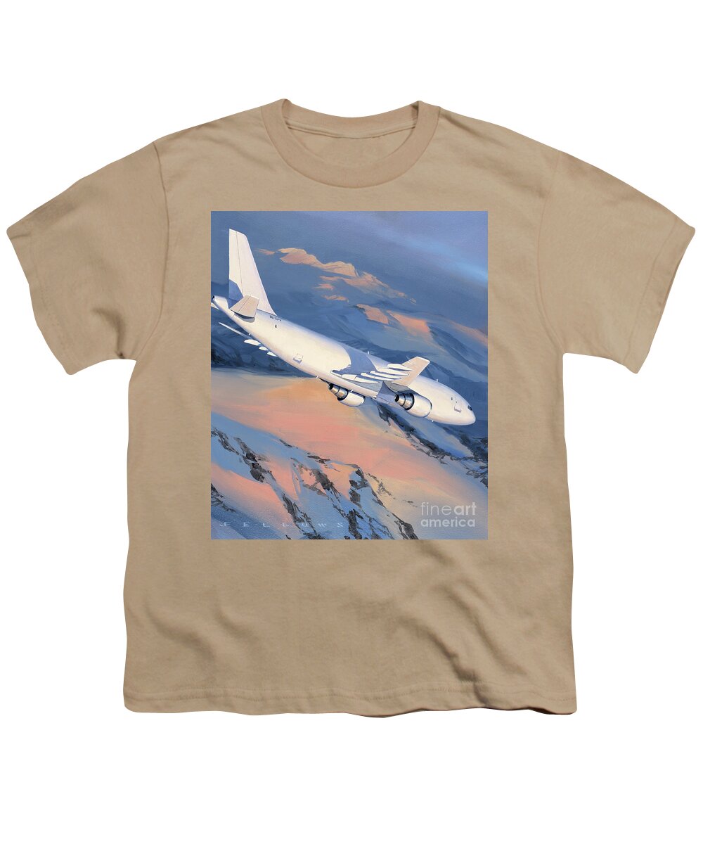 Aircraft Youth T-Shirt featuring the painting Airbus A300 by Jack Fellows