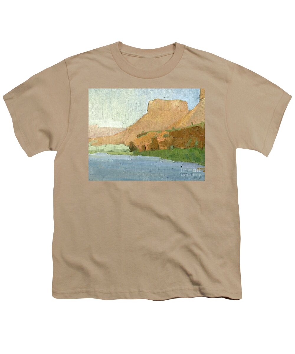 Colorado River Youth T-Shirt featuring the painting Along the Colorado River - Moab, Utah by Paul Strahm