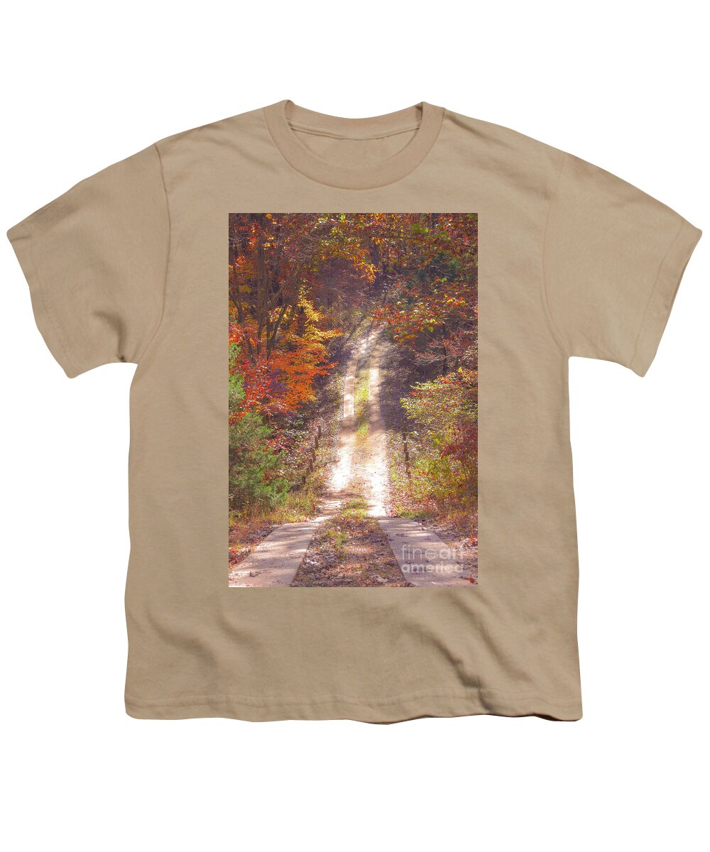 Autumn Colors Youth T-Shirt featuring the photograph Autumn Country Road by Peggy Franz
