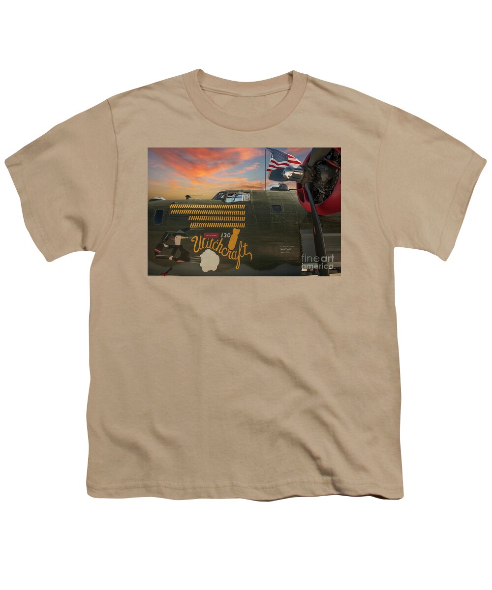 B-17g Flying Fortress Youth T-Shirt featuring the photograph B-17G Flying Fortress World War II Bomber - Witchcraft by Dale Powell