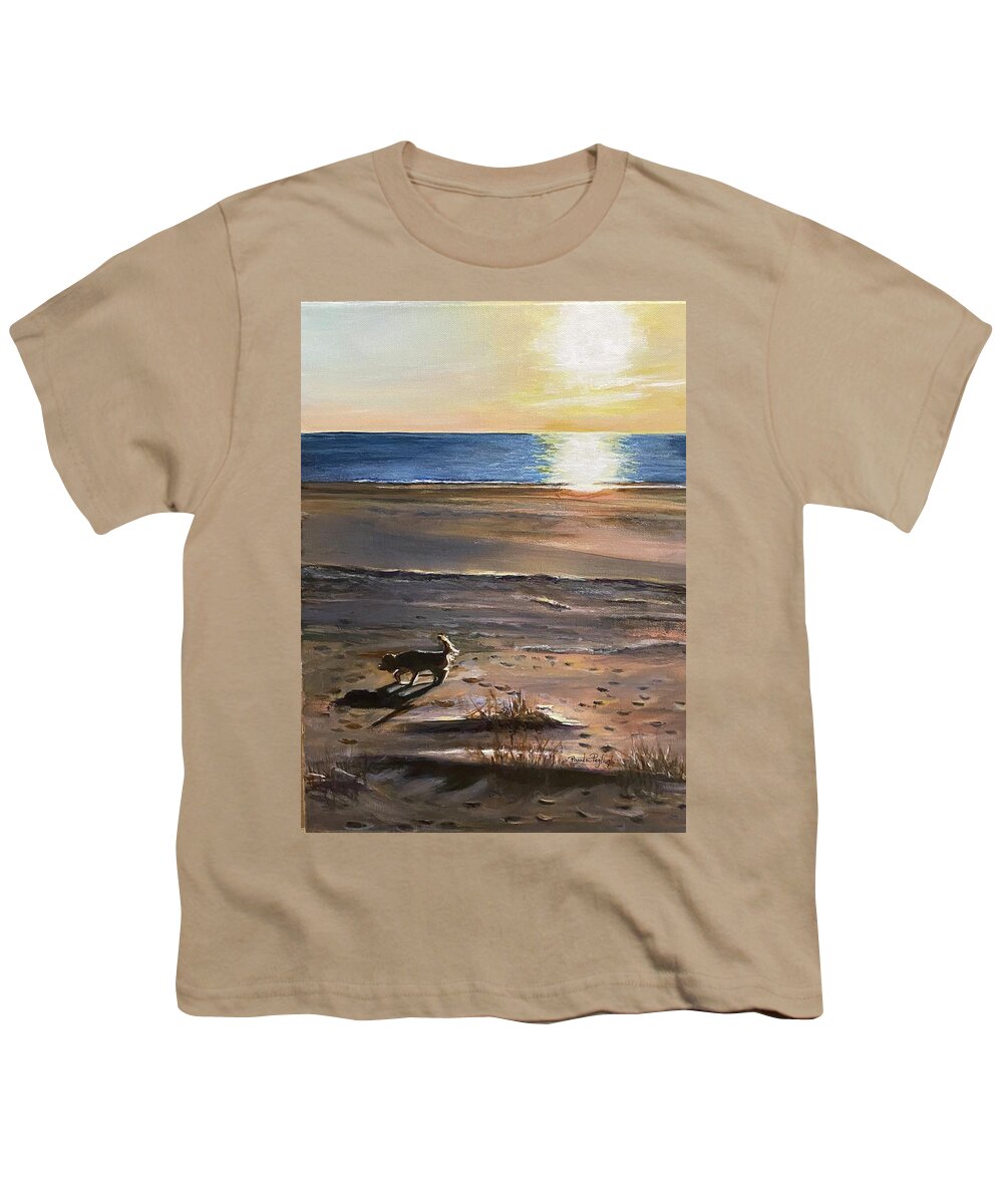 Painting Youth T-Shirt featuring the painting Best Time on the Beach by Paula Pagliughi