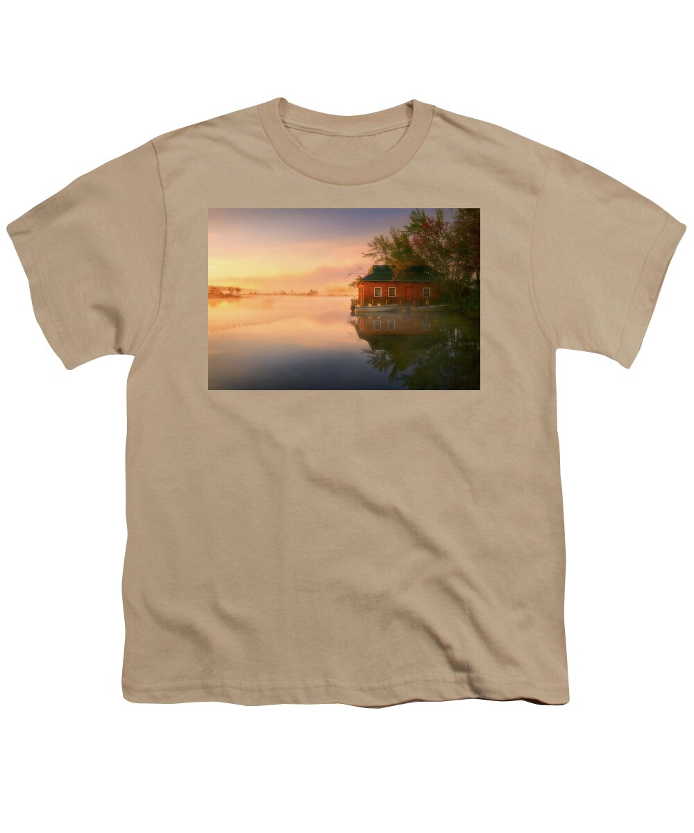 Autumn Youth T-Shirt featuring the photograph Boat House by Henry w Liu