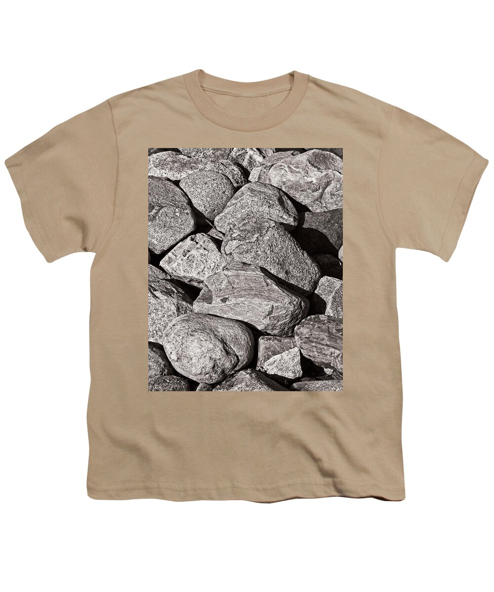 Boulder Youth T-Shirt featuring the photograph Boulders, Ogunquit Beach, Maine by Steven Ralser
