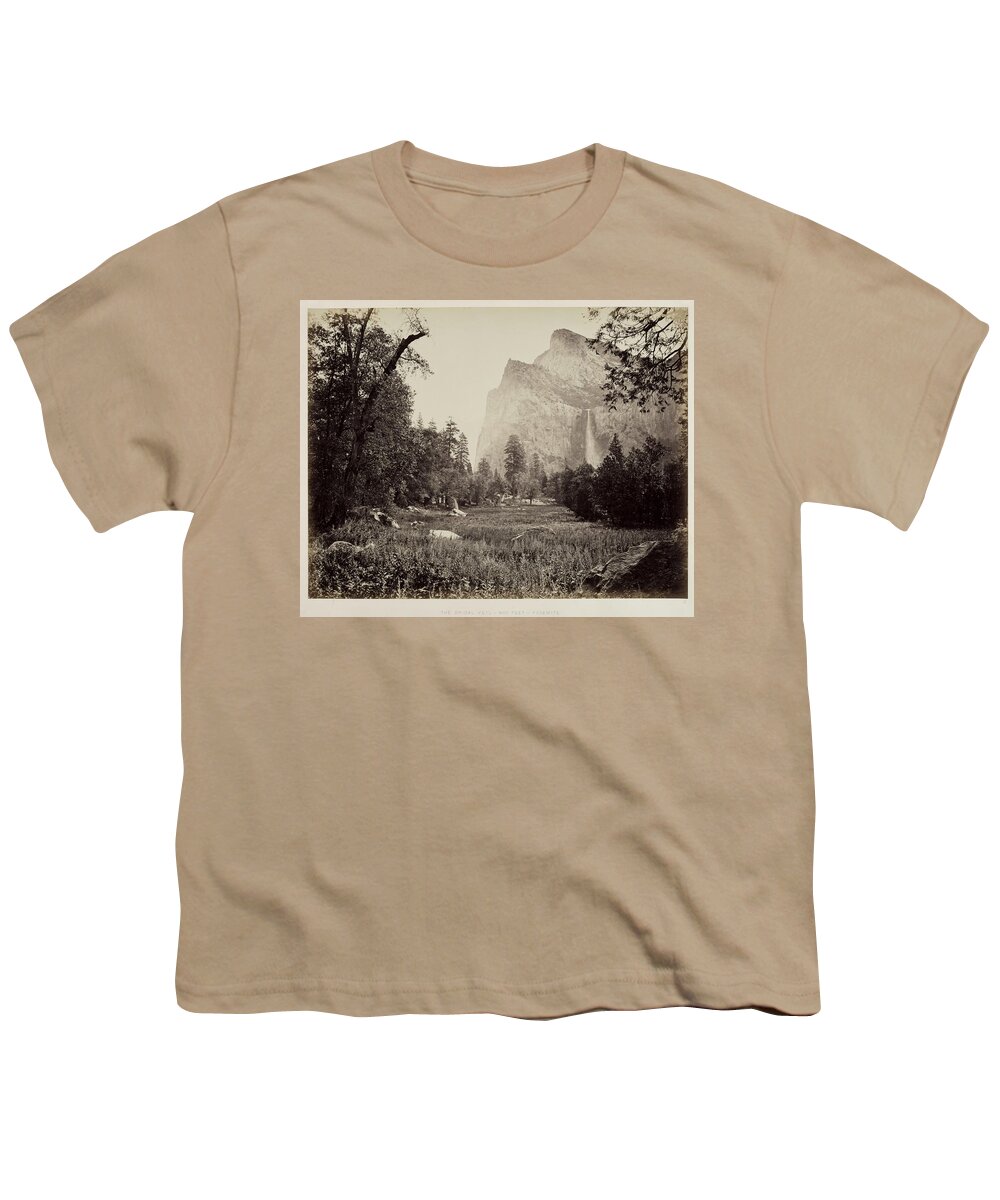 19th Century Youth T-Shirt featuring the painting Bridal Veil, Yosemite 1865 by MotionAge Designs