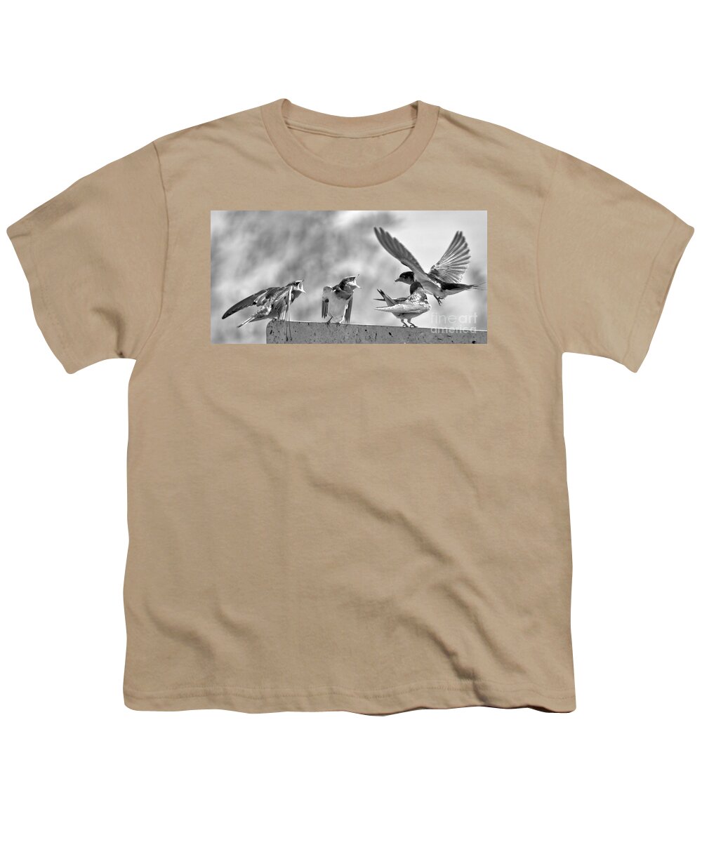 Swift Youth T-Shirt featuring the photograph Bringing Home The Dragonflies Black And White by Adam Jewell