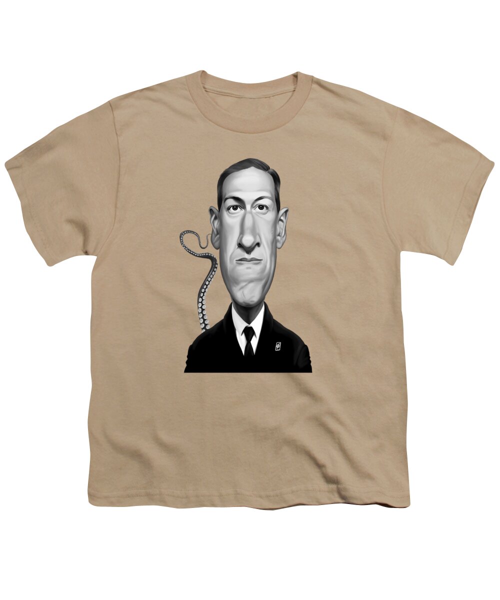 Illustration Youth T-Shirt featuring the digital art Celebrity Sunday - H.P Lovecraft by Rob Snow