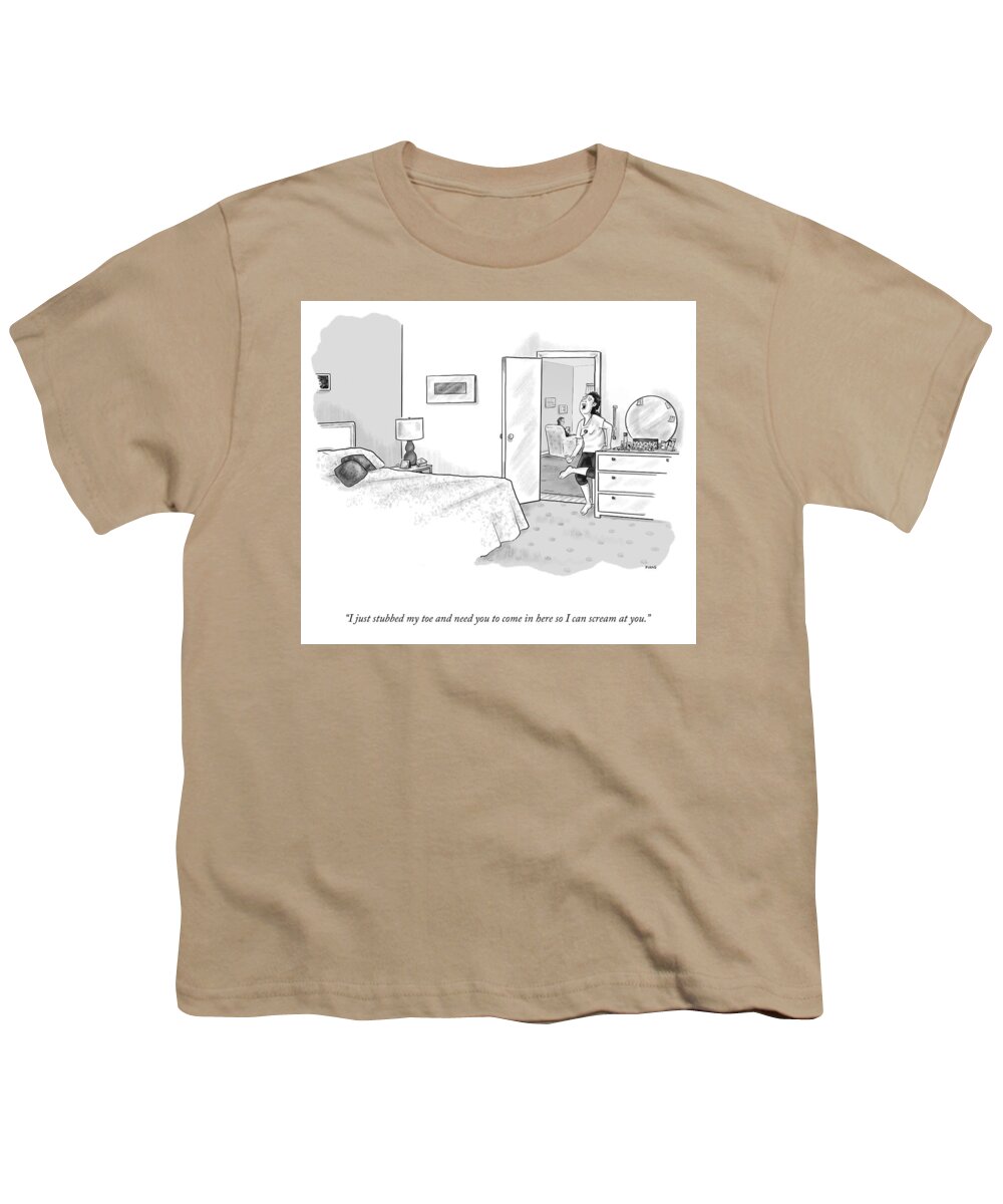 A25879 Youth T-Shirt featuring the drawing Come In Here So I Can Scream At You by Teresa Burns Parkhurst