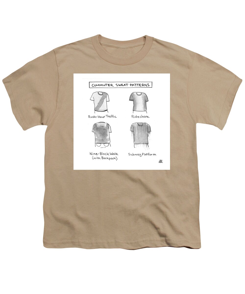 Captionless Youth T-Shirt featuring the drawing Commuter Sweat Patterns by Ali Solomon