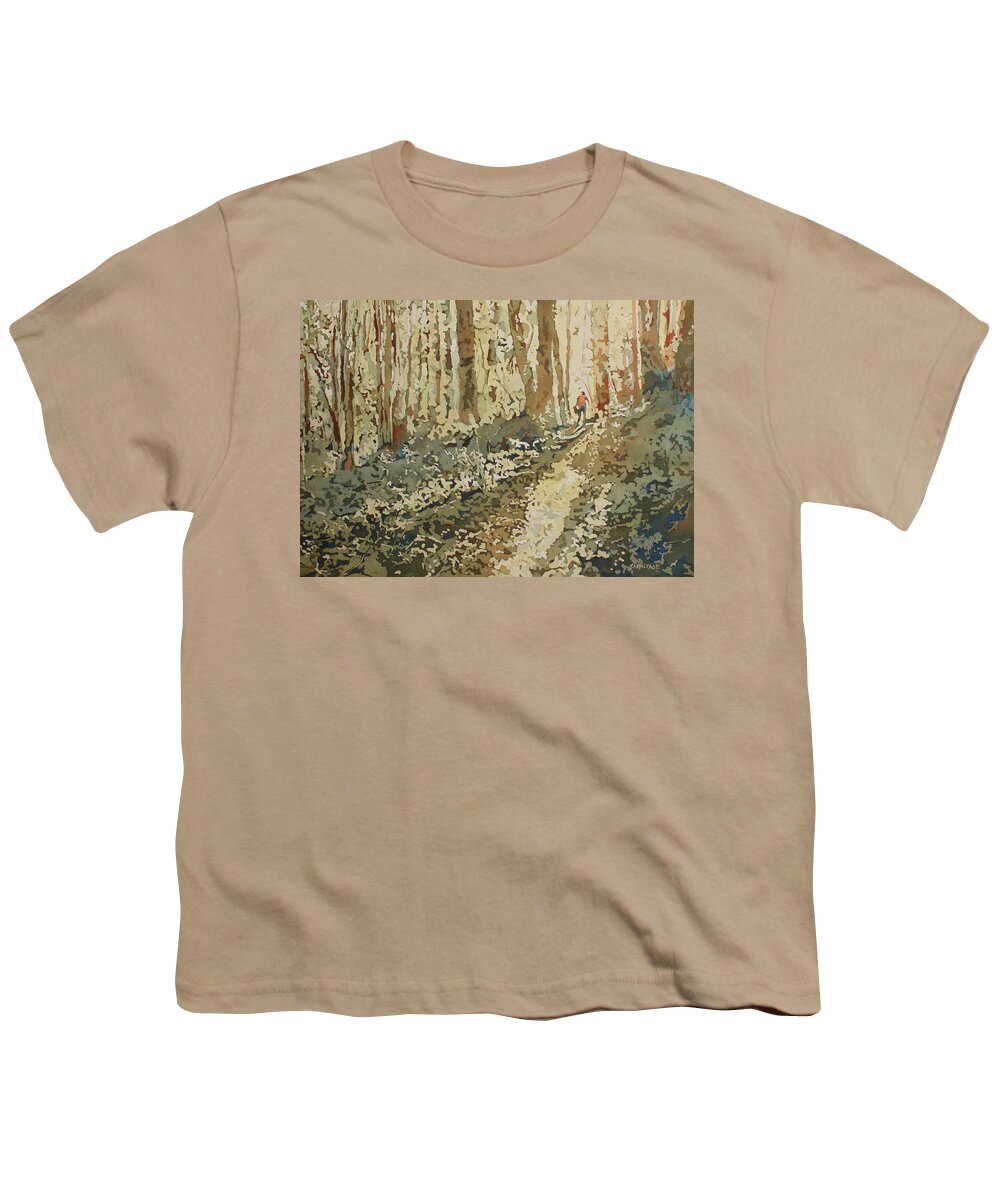 Croesan Scenic Trail Youth T-Shirt featuring the painting Cresting the Hill Revisited by Jenny Armitage