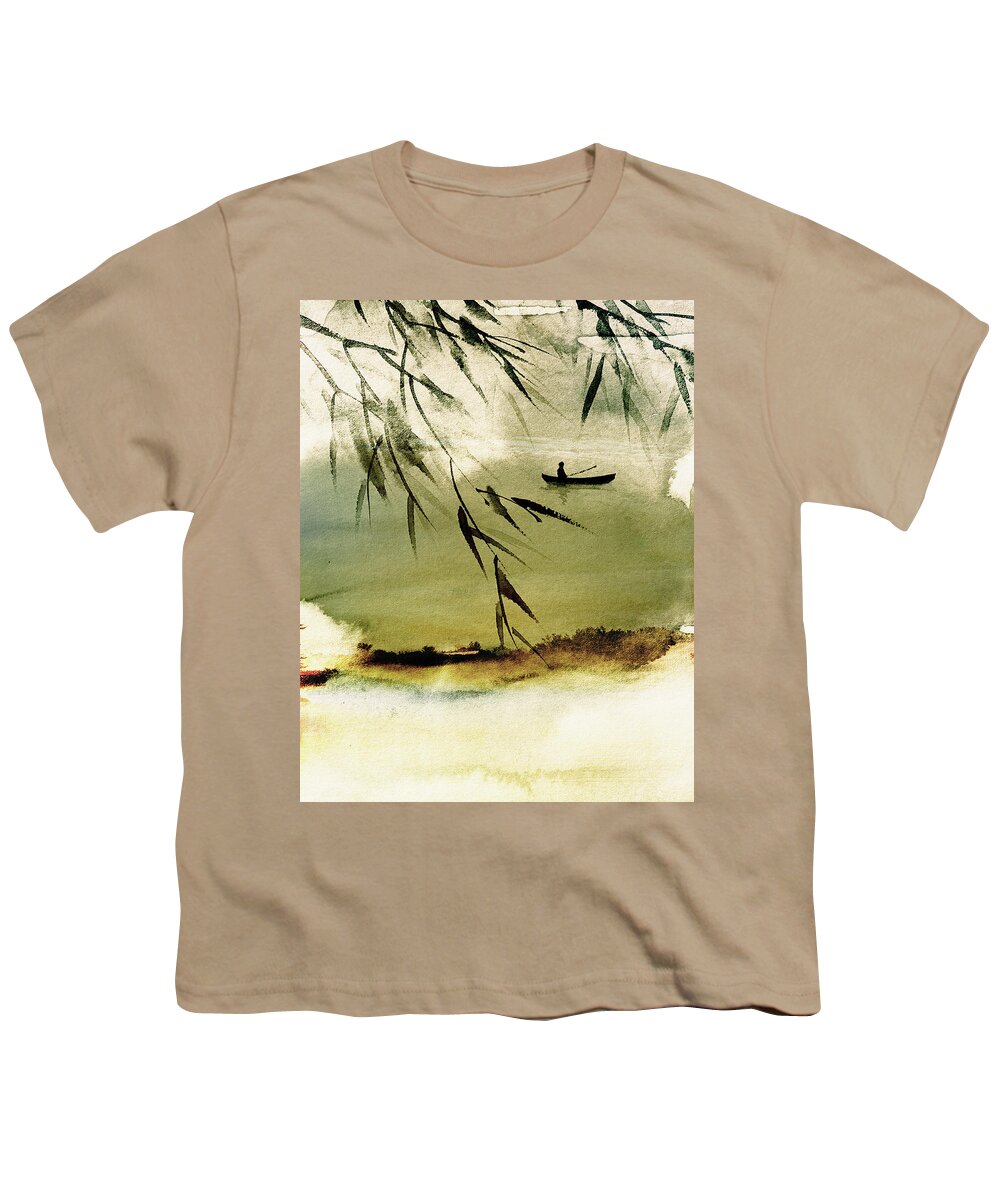 Fishing Scene Youth T-Shirt featuring the mixed media Drifting by Colleen Taylor