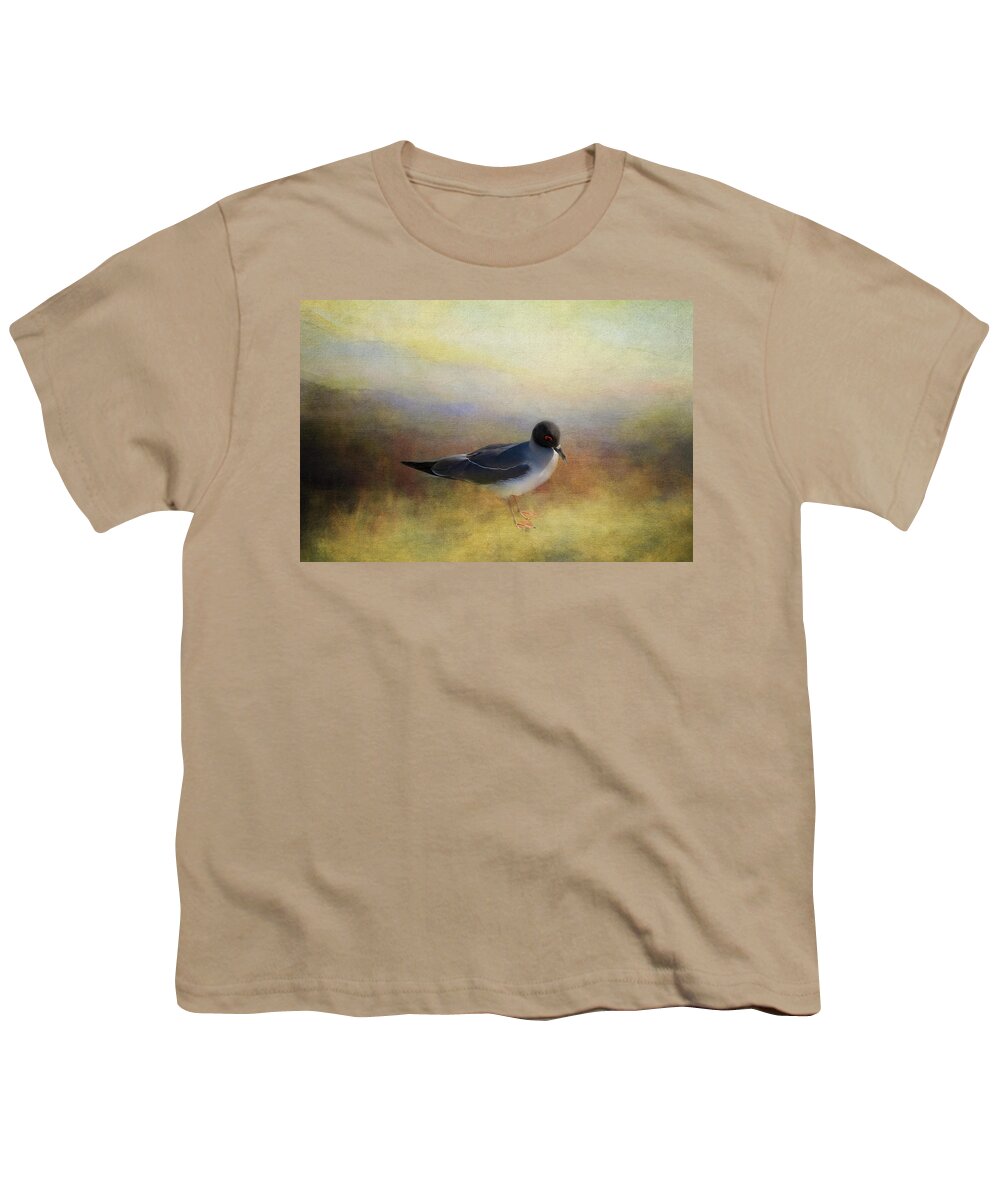 Photography Youth T-Shirt featuring the digital art Galapagos Gull at Sunset by Terry Davis