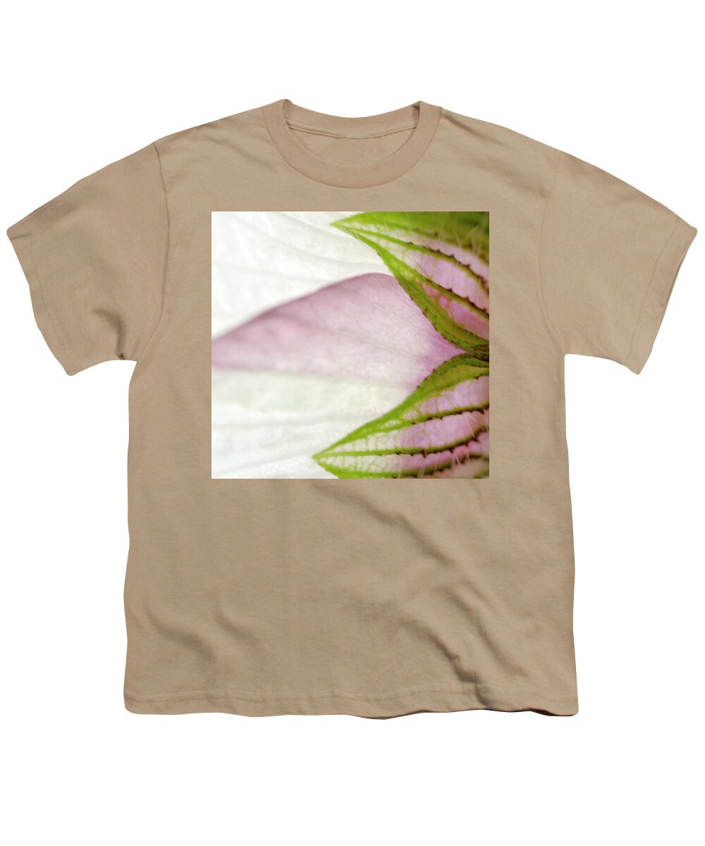 White Youth T-Shirt featuring the photograph Hibiscus trionum Wild Flower Square by Iris Richardson