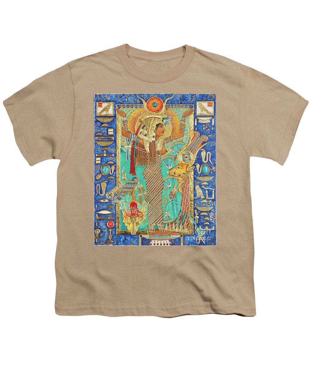 Hwt-her Youth T-Shirt featuring the mixed media Hwt-Her Mistress of the Sky by Ptahmassu Nofra-Uaa