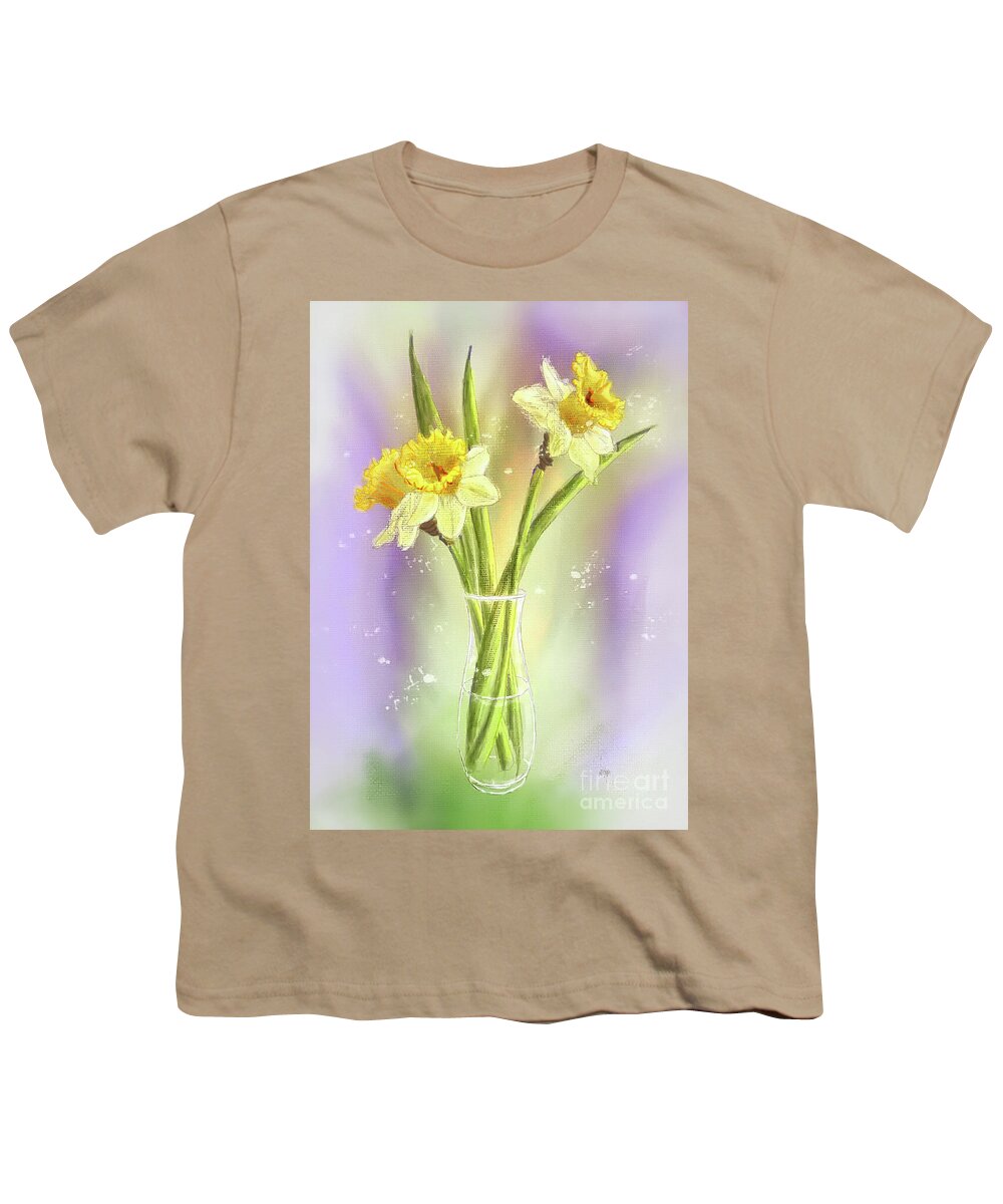 Daffodils Youth T-Shirt featuring the digital art It Must Be Spring by Lois Bryan