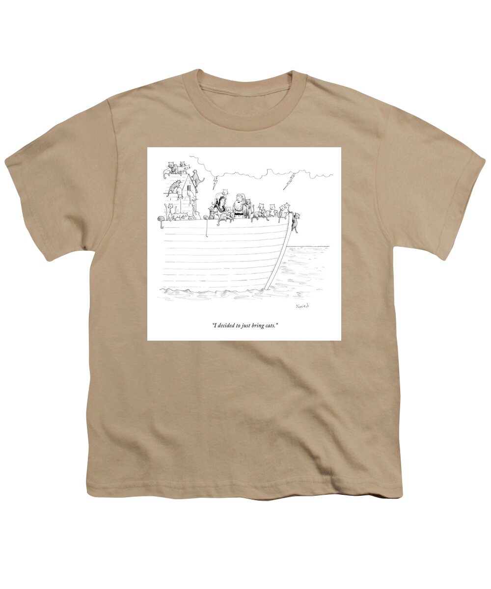 i Decided To Just Bring Cats. Youth T-Shirt featuring the drawing Just Bring Cats by Navied Mahdavian
