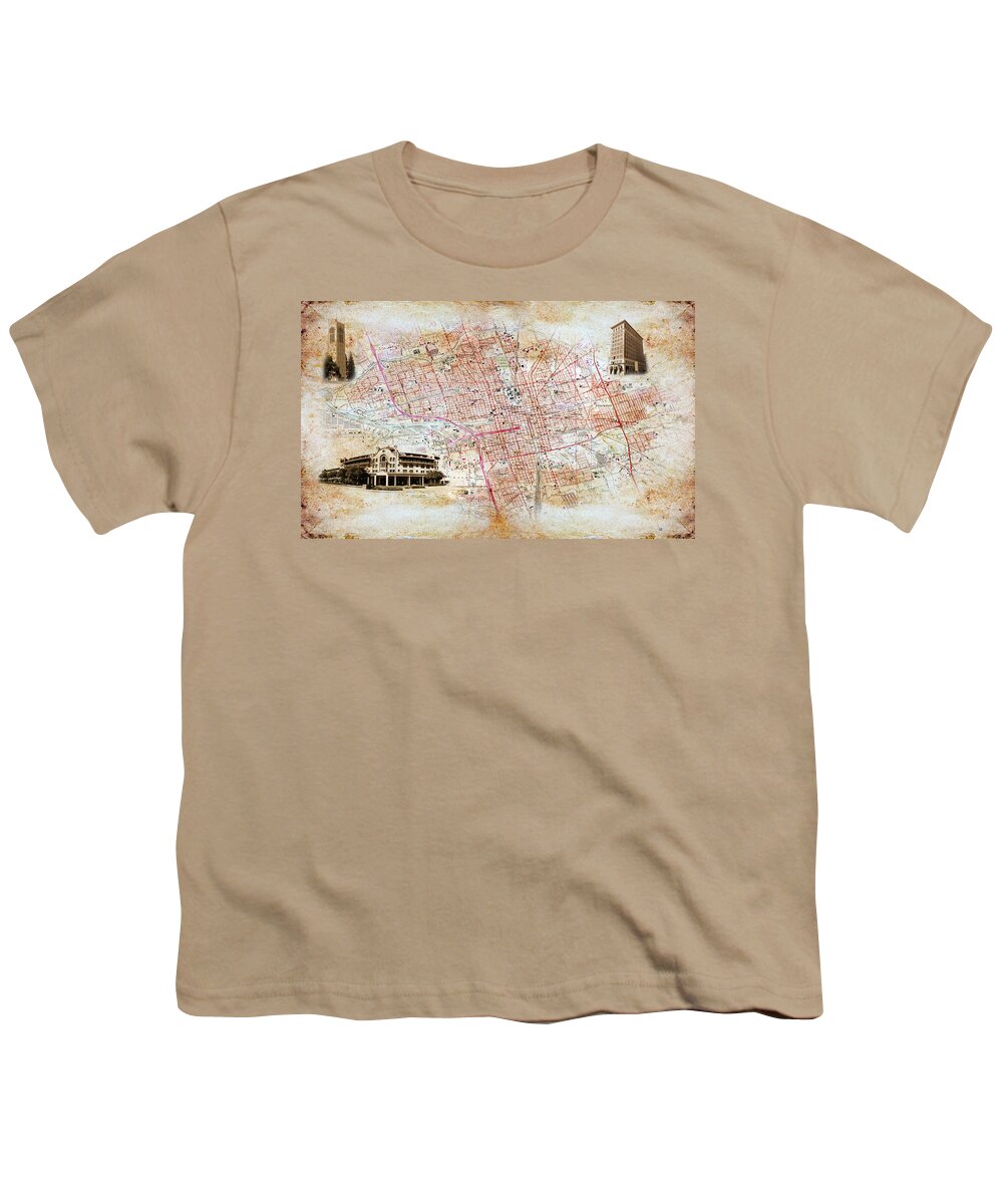 Stockton Youth T-Shirt featuring the digital art Map of Stockton, California, on old paper by Nicko Prints