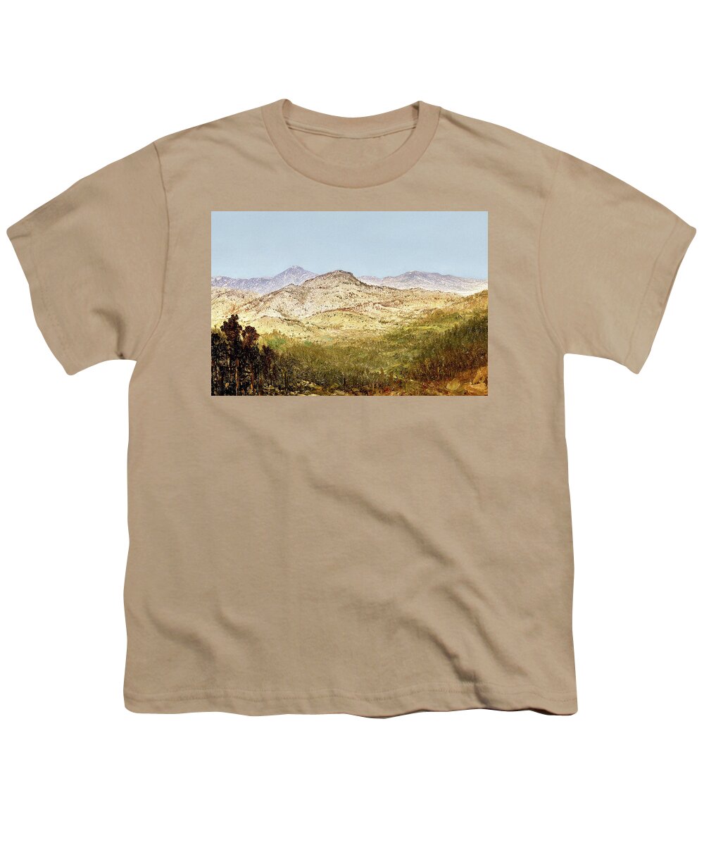  Youth T-Shirt featuring the painting Mountains in Colorado a Recast from 1870 Kensett Painting by Prior Art Design from John Frederick Kensett