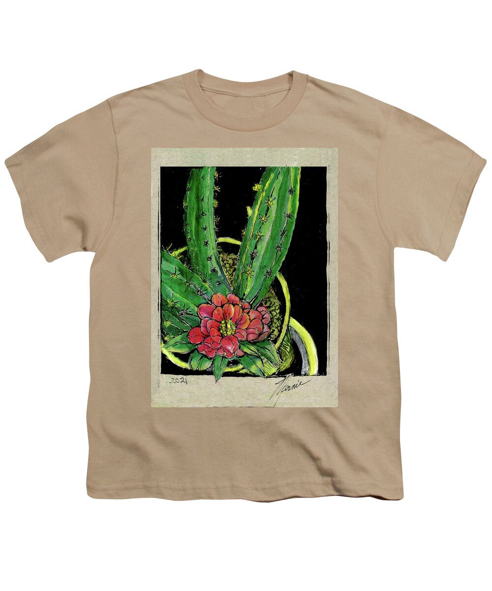 Flowers Youth T-Shirt featuring the drawing My Cactus by Marnie Clark