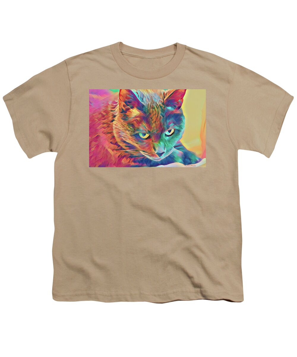 Cat Youth T-Shirt featuring the photograph Neon Cat 2 by Mary Walchuck