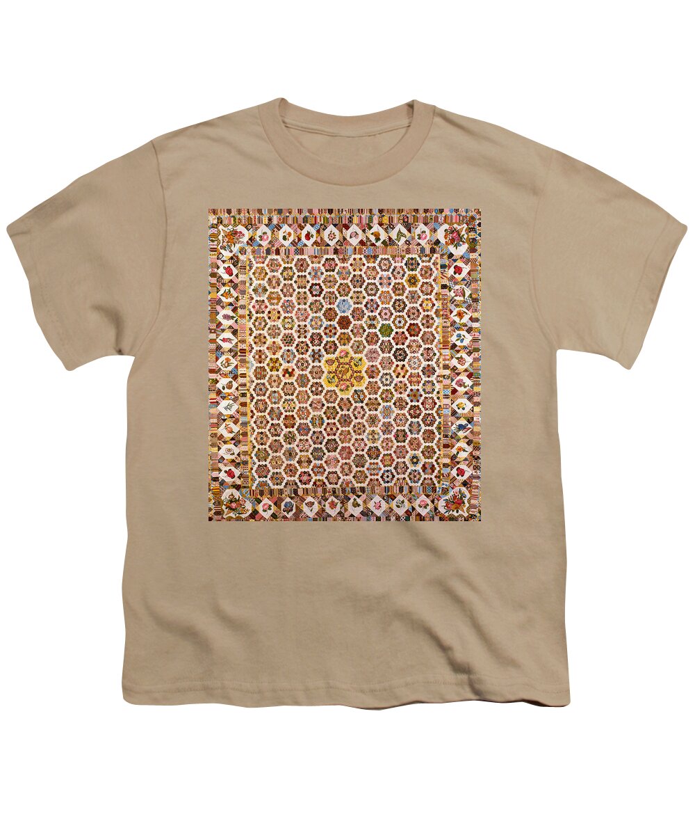 Liberty Youth T-Shirt featuring the painting Patch Work Americana Quilt Outsider Folk Art 2 by Tony Rubino