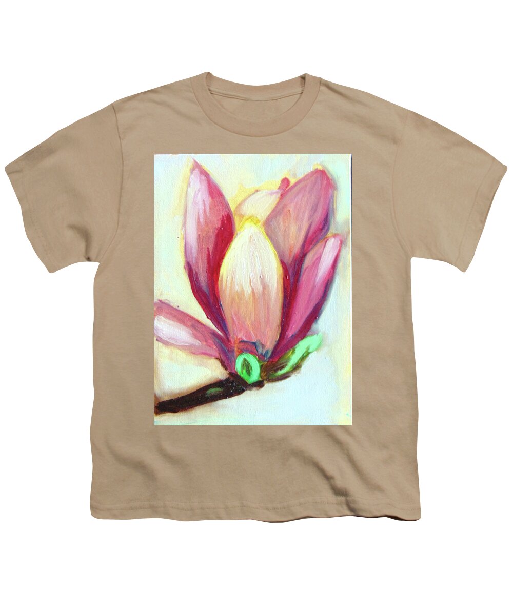  Youth T-Shirt featuring the painting Pink Magnolia by Loretta Nash