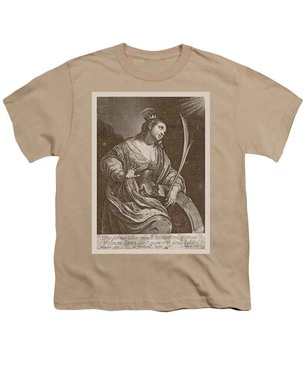 Charles David Youth T-Shirt featuring the drawing Saint Catherine of Alexandria by Charles David