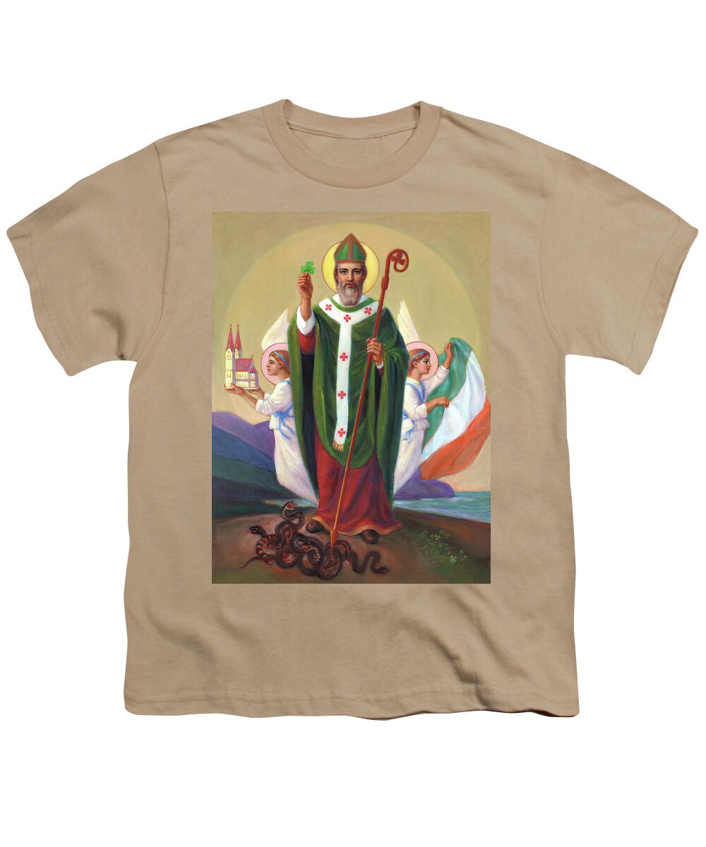 Saint Patrick Youth T-Shirt featuring the painting Saint Patrick The Enlightener Of Ireland by Svitozar Nenyuk