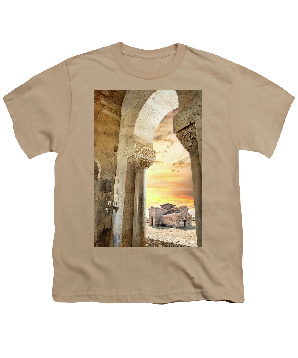 Medieval Church Youth T-Shirt featuring the photograph San Pedro de la Nave by Micah Offman