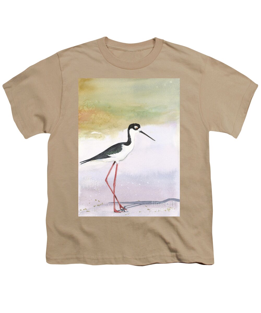 Bird Black Necked Stilt Youth T-Shirt featuring the painting Skinny Legs by Vicki B Littell