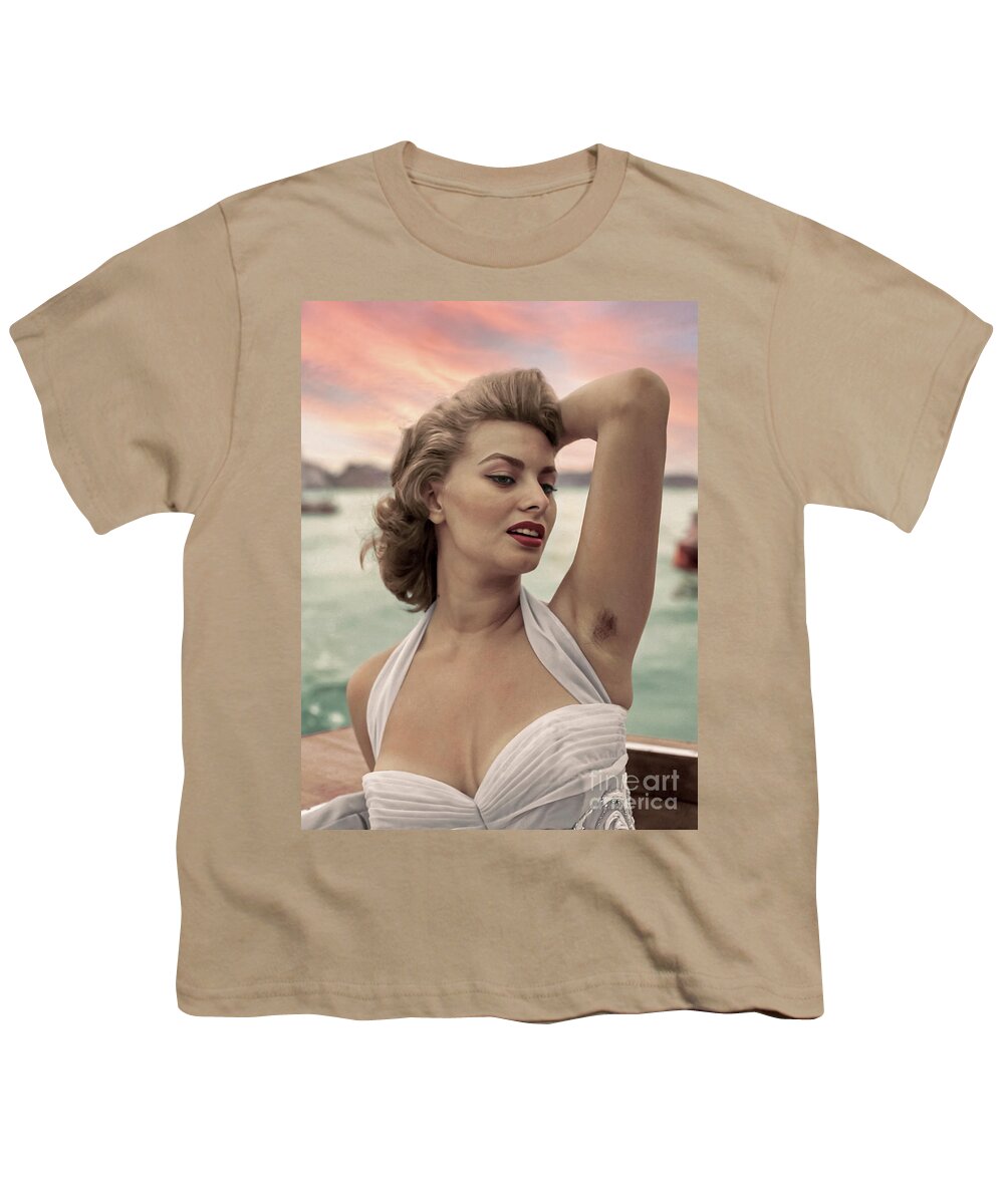 Sophia Loren Youth T-Shirt featuring the photograph Sophia Loren 1955 Naturalle by Franchi Torres