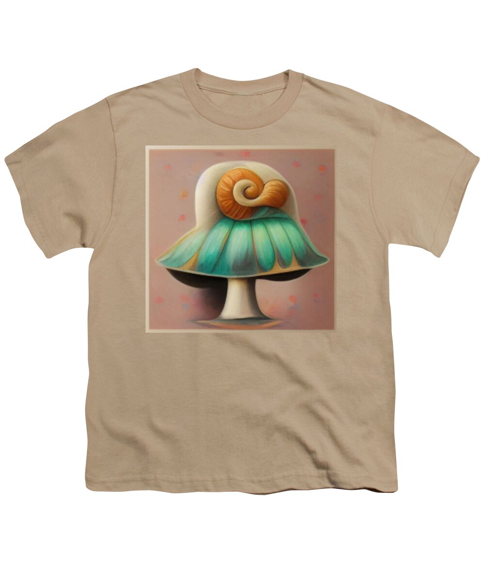 Digital Youth T-Shirt featuring the digital art Spiral Shroom by Vicki Noble